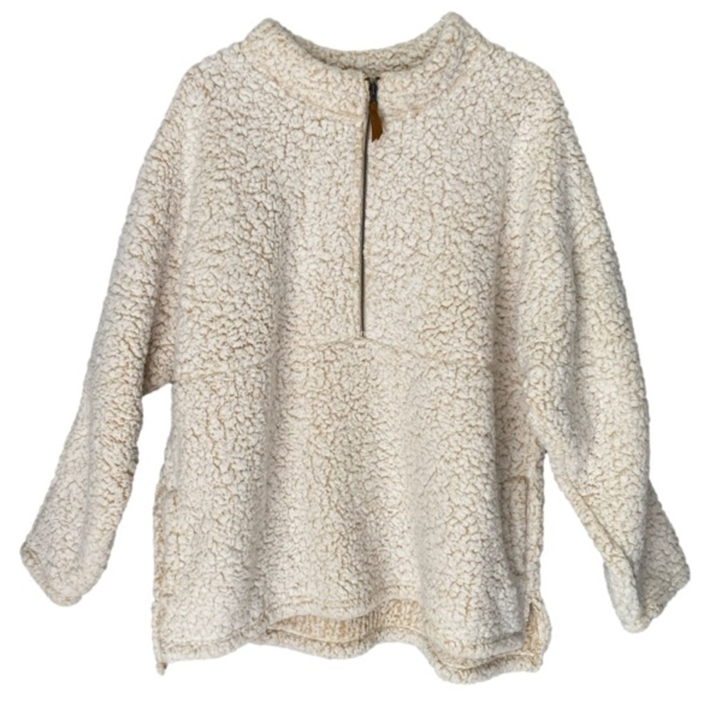 TIME & TRU Top Faux Sherpa Oatmeal Heather Women's Plus Size 2X (20W-22W)